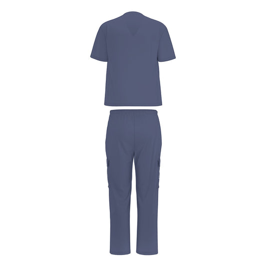 Sixty Eight 93 Logo White Medical Blue Unisex Scrub Set With Six Pockets