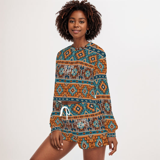 Sixty Eight 93 Logo White Women's Short Sweatshirt And Pants Set #4