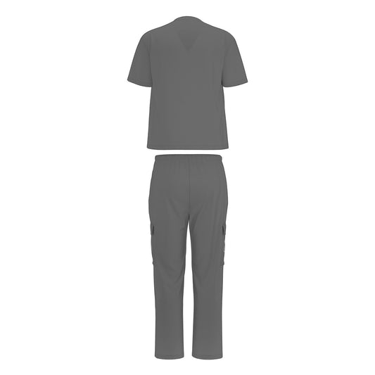 Sixty Eight 93 Logo White Dark Grey Unisex Scrub Set With Six Pockets