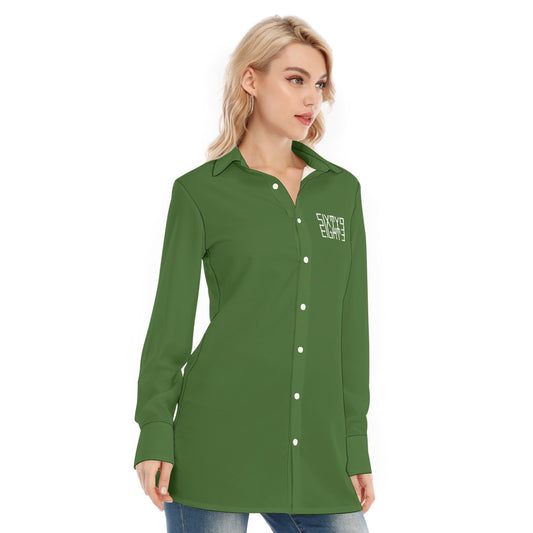 Sixty Eight 93 Logo White Forest Green Women's Long Shirt