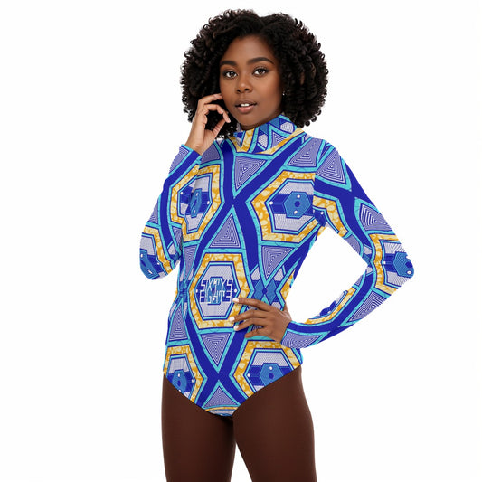 Sixty Eight 93 Logo White Women's Turtleneck Long Sleeve Bodysuit #7