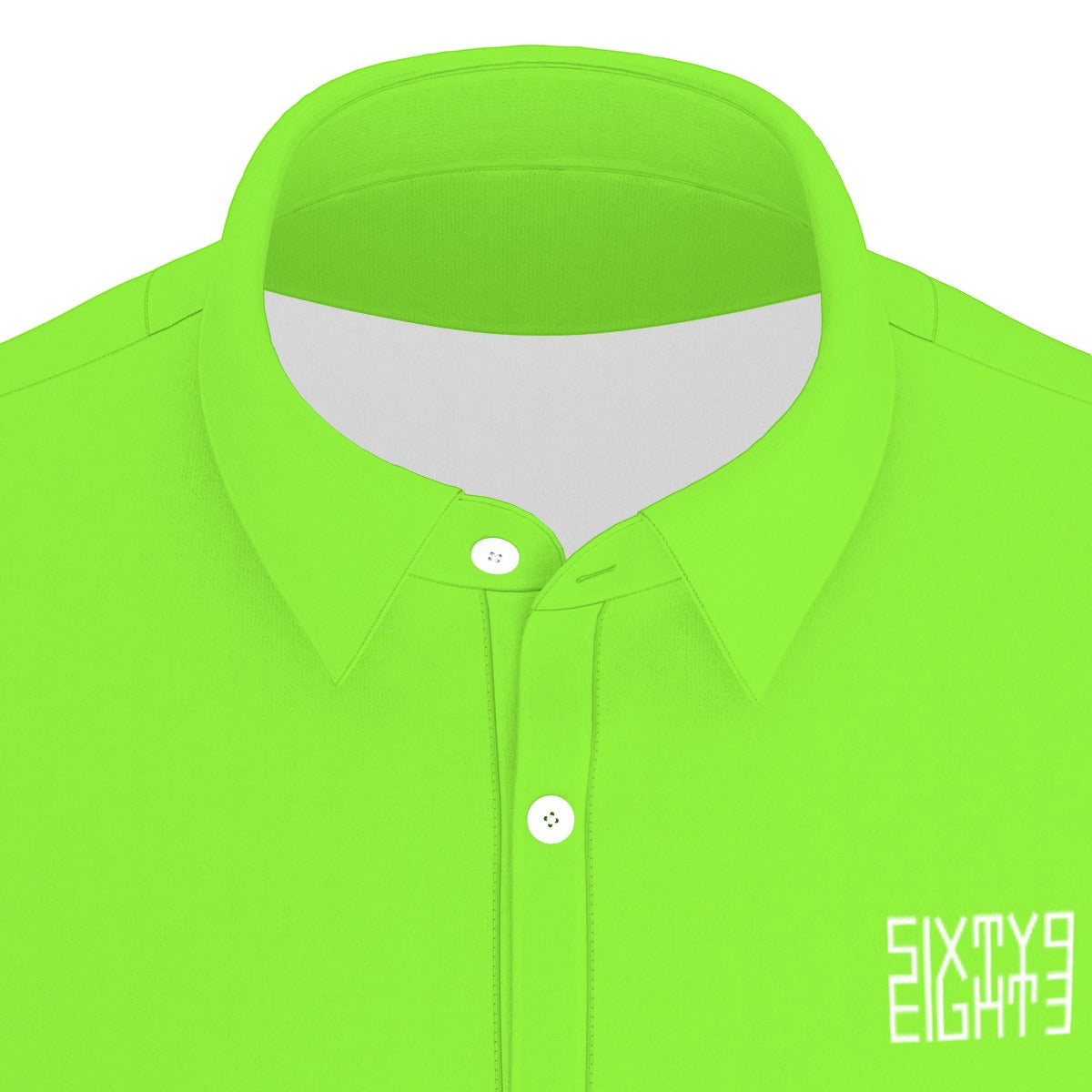 Sixty Eight 93 Logo White Lime Green Men's Stretch Polo Shirt