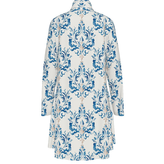 Sixty Eight 93 Logo Black & White Women's High Neck Long Sleeve Dress #7