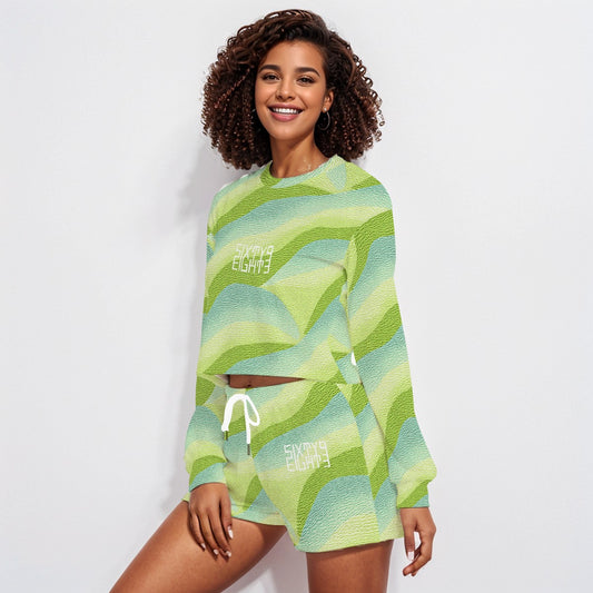 Sixty Eight 93 Logo White Women's Short Sweatshirt And Pants Set #2