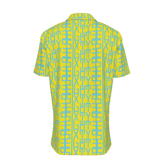 Sixty Eight 93 Infinity Aqua Blue & Yellow Button Up Shirt