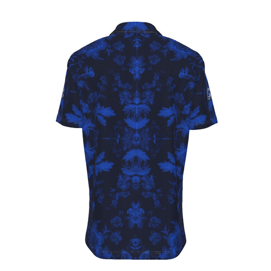 Sixty Eight 93 Logo White Floral Blue & Black Button Up Shirt