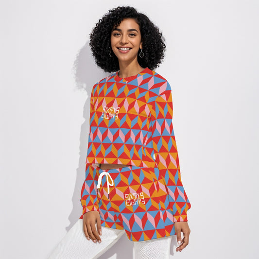 Sixty Eight 93 Logo White Women's Short Sweatshirt And Pants Set #15