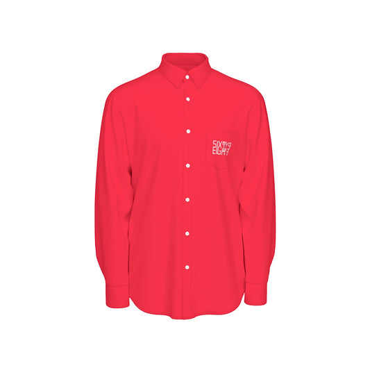 Sixty Eight 93 Logo White Red Men's Cotton Long Sleeve Shirt