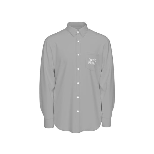 Sixty Eight 93 Logo White Grey Men's Cotton Long Sleeve Shirt
