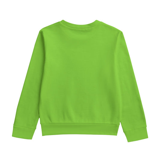 Sixty Eight 93 Logo White Green Apple Kid's Round Neck Sweatshirt