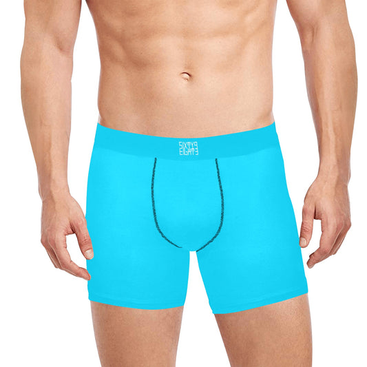 Sixty Eight 93 Logo White Aqua Blue Boxer Briefs with Inner Pocket