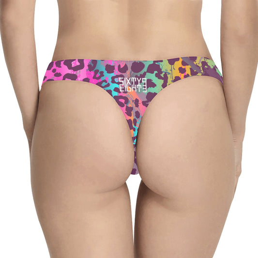 Sixty Eight 93 Logo White Animal Fusion Print Thong