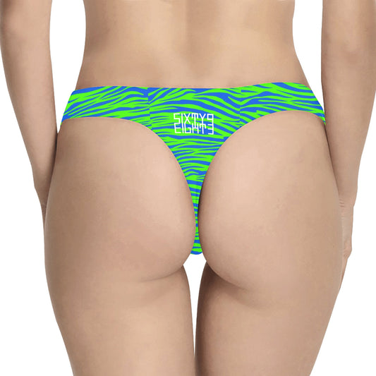 Sixty Eight 93 Logo White Zebra Blueberry Lime Thong