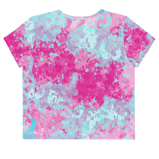 Sixty Eight 93 Logo White Blue Raspberry Crop Tee