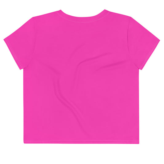 Sixty Eight 93 Logo White Fuchsia Crop Tee