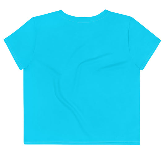 Sixty Eight 93 Logo White Aqua Blue Crop Tee