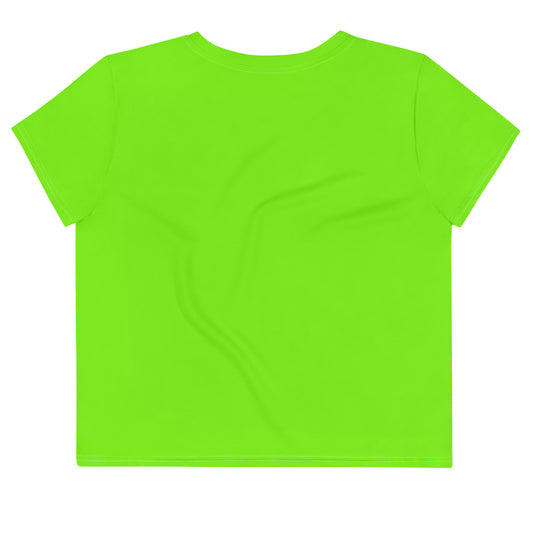 Sixty Eight 93 Logo White Lime Green Crop Tee