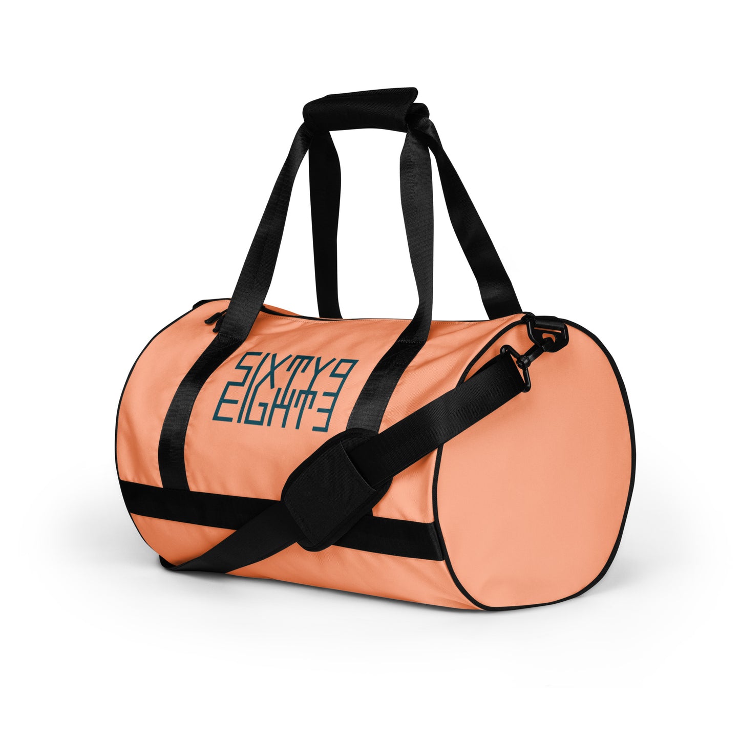 Sixty Eight 93 Logo Dark Teal & Peach Gym Bag