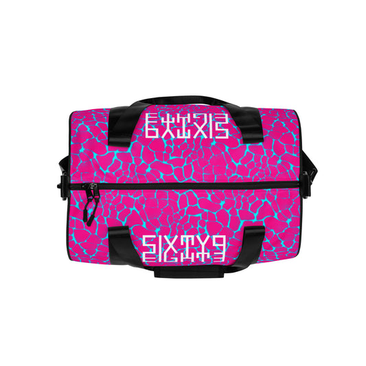 Sixty Eight 93 Logo White Boa Fuchsia & Aqua Blue Gym Bag