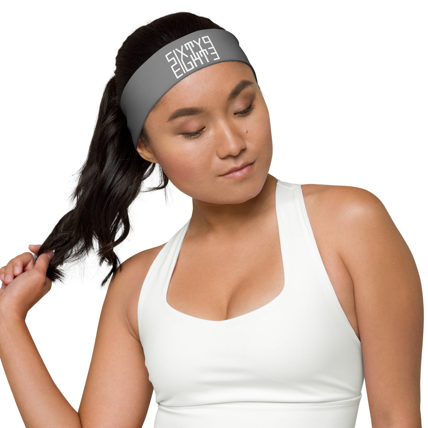 Sixty Eight 93 Logo White Grey Headband