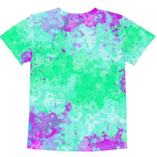 Sixty Eight 93 Logo White Incredible Marble Blue Kids Crew Neck T-Shirt