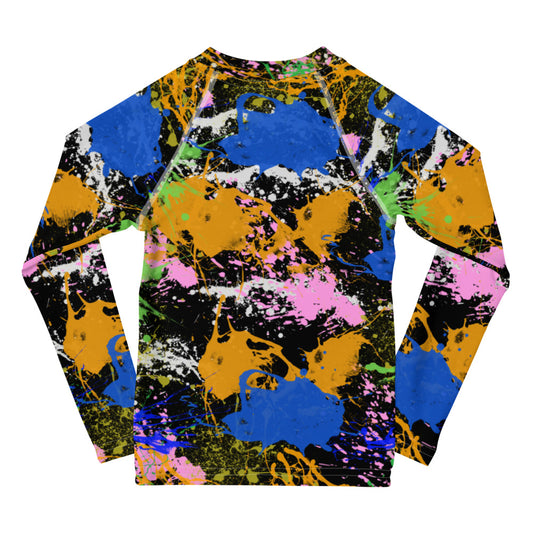 Sixty Eight 93 Logo White Splatter #2 Kids Rash Guard