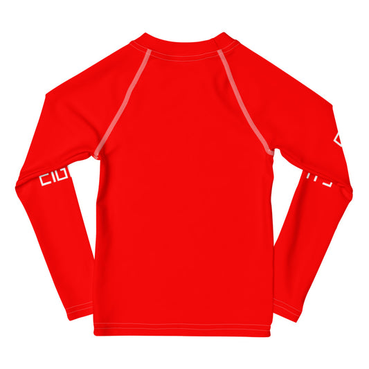 Sixty Eight 93 Logo White & Red Kids Rash Guard