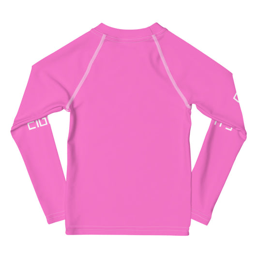 Sixty Eight 93 Logo White & Pink Kids Rash Guard