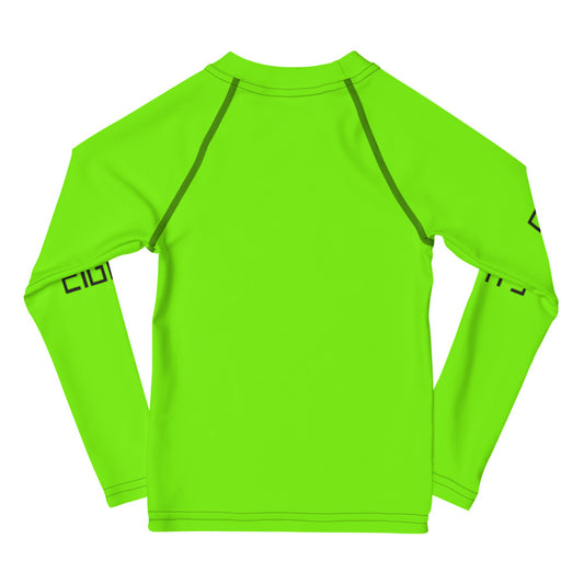 Sixty Eight 93 Logo Black & Lime Green Kids Rash Guard