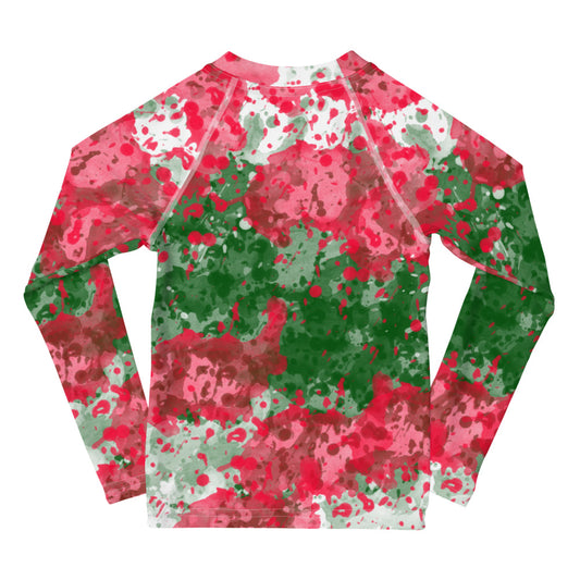 Sixty Eight 93 Logo White Crème Rose Green Kids Rash Guard