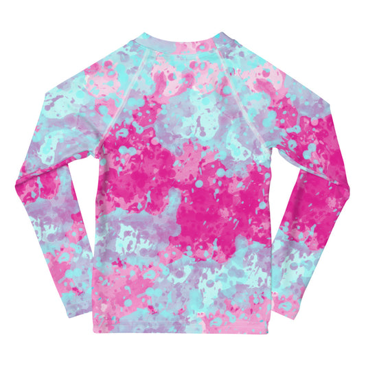 Sixty Eight 93 Logo White Blue Raspberry Kids Rash Guard