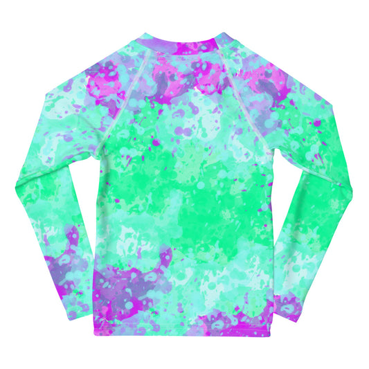 Sixty Eight 93 Logo White Incredible Marble Blue Kids Rash Guard