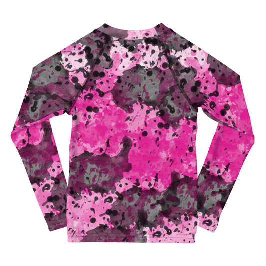 Sixty Eight 93 Logo White Dark Cherry Kids Rash Guard