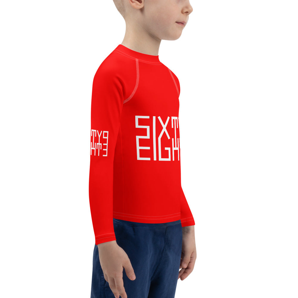 Sixty Eight 93 Logo White & Red Kids Rash Guard