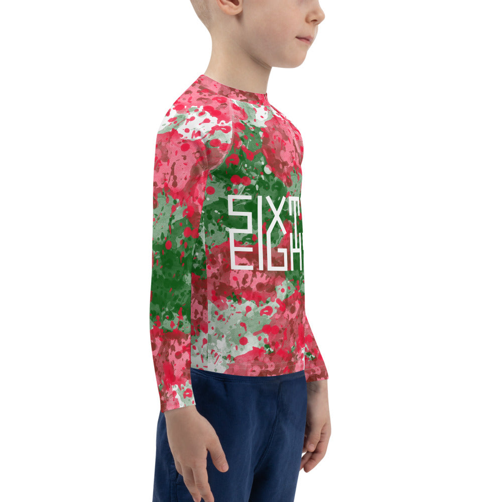 Sixty Eight 93 Logo White Crème Rose Green Kids Rash Guard