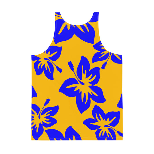 Sixty Eight 93 Logo White Hibiscus Blue & Orange Men's AOP Tank Top