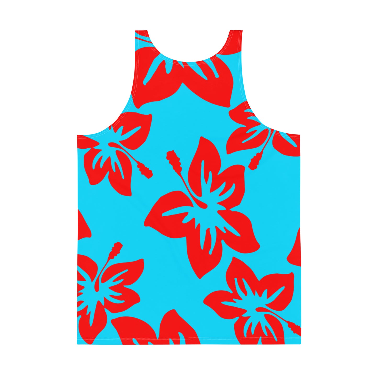 Sixty Eight 93 Logo White Hibiscus Red & Aqua Blue Men's AOP Tank Top
