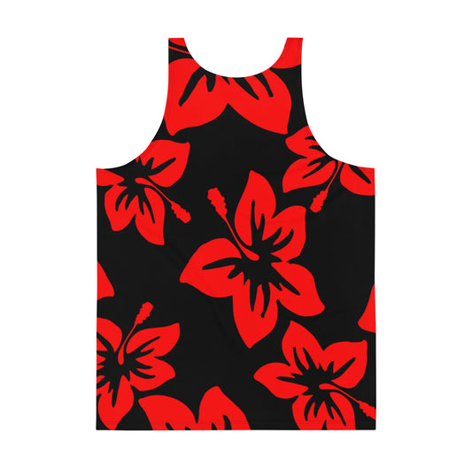 Sixty Eight 93 Logo White Hibiscus Red & Black Men's AOP Tank Top