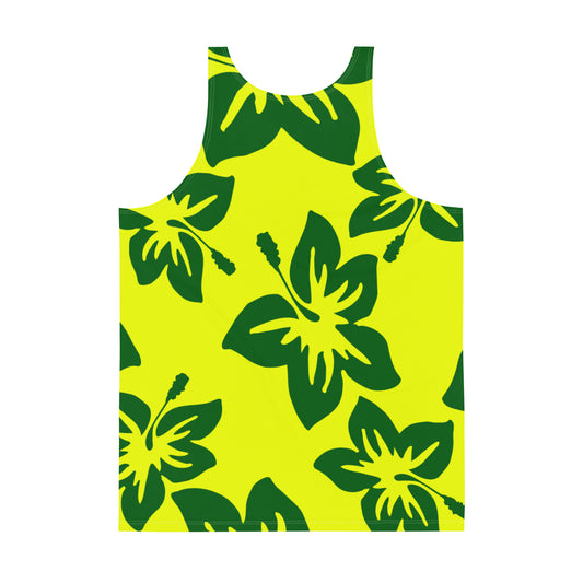 Sixty Eight 93 Logo White Hibiscus Forest Green & Yellow Men's AOP Tank Top