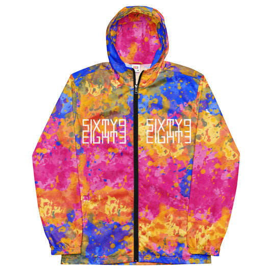 Sixty Eight 93 Logo White Tri Color Blue Orange Pink Windbreaker