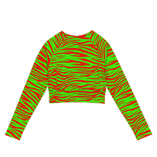 Sixty Eight 93 Logo White Zebra Strawberry Lime Recycled Long-Sleeve Crop Top