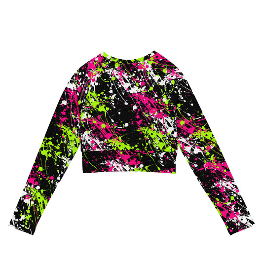 Sixty Eight 93 Logo White Drip #18 Recycled Long-Sleeve Crop Top