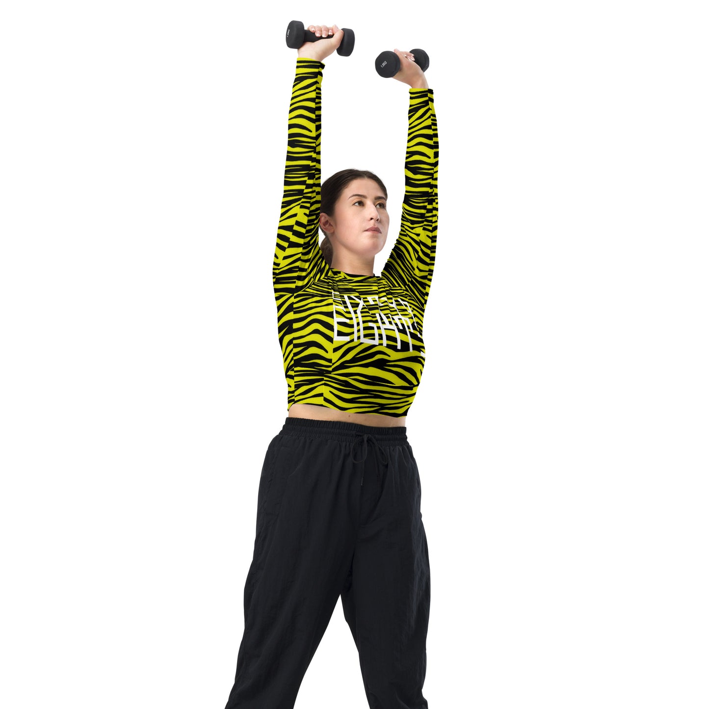 Sixty Eight 93 Logo White Zebra Black Lemonade Recycled Long-Sleeve Crop Top