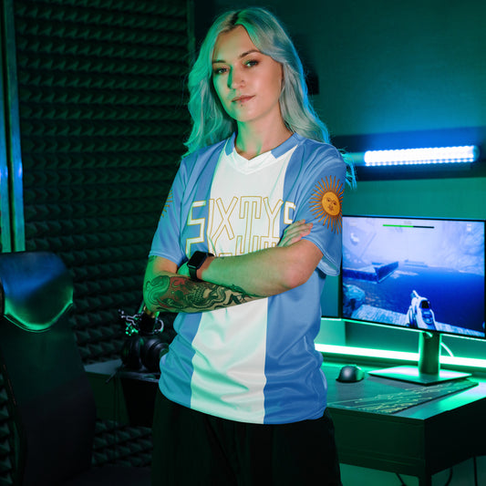 Sixty Eight 93 Logo White & Gold Argentina Unisex Jersey