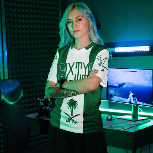Sixty Eight 93 Logo Green & White Saudi Arabia Unisex Jersey