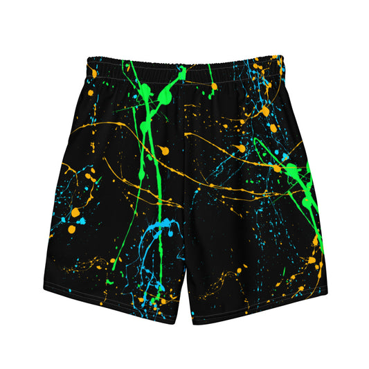 Sixty Eight 93 Logo White Splatter #4 Men's Swim Trunks