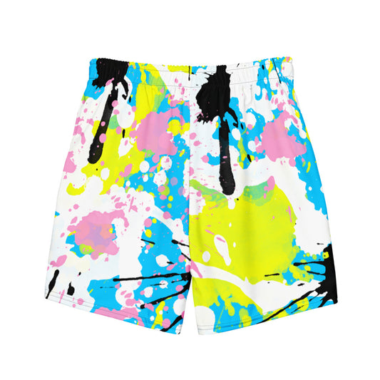 Sixty Eight 93 Logo Black Splatter #11 Men's Swim Trunks