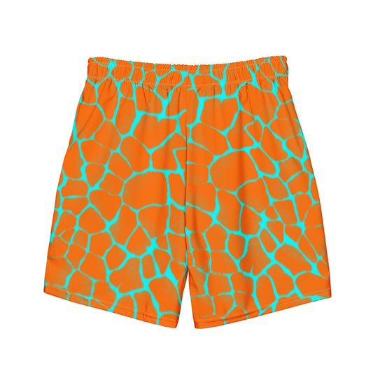 Sixty Eight 93 Logo White Boa Orange & Aqua Blue Men's Swim Trunks
