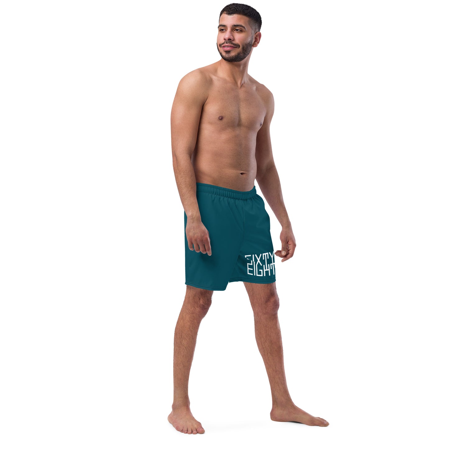 Sixty Eight 93 Logo White & Dark Teal Men's Swim Trunks