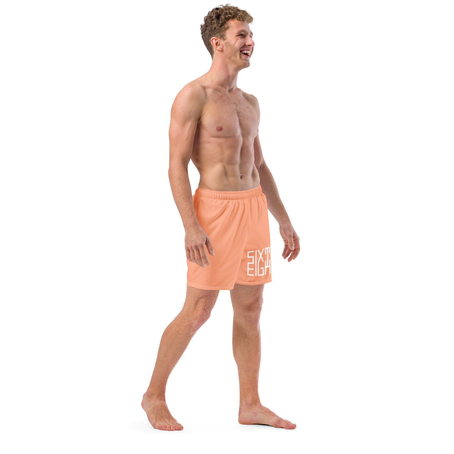 Sixty Eight 93 Logo White & Peach Men's Swim Trunks